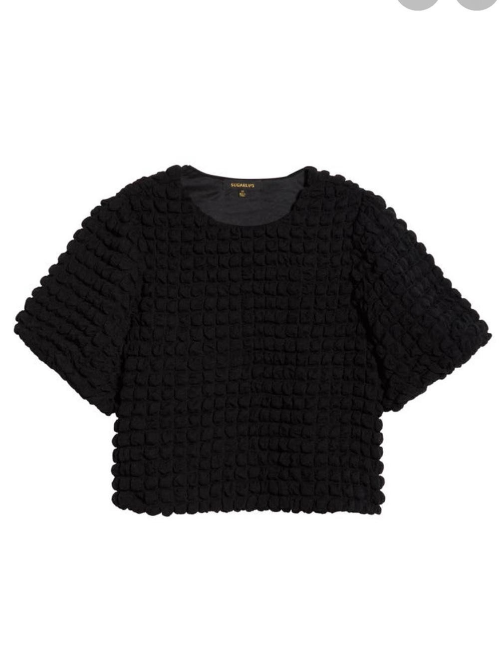 Sugarlips Black Textured Puff Sleeve Blouse - Picture 11 of 11